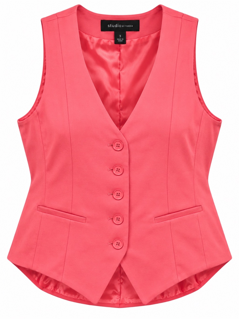 Studio by Torrid Plus Size 3 Pink Button Front Tailored Vest